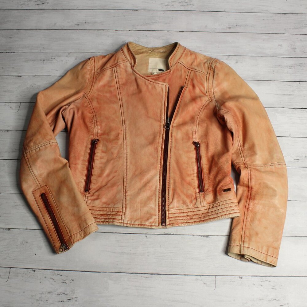 Levi's Vintage Women's Goat Leather Biker Jacket Size S Double Rider Moto